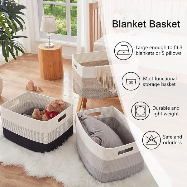 3pc EXTRA Large Blanket Basket store for Nursery or Living Room