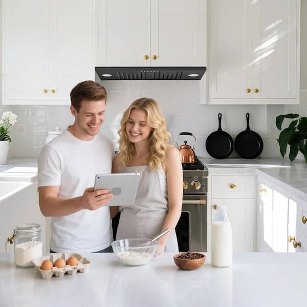 30 in. 900 CFM Convertible Insert Range Hood with Low Noise, Long-term Warranty, 4-Speed Control, Lights in Black