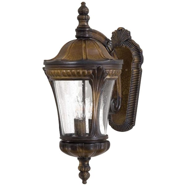 the great outdoors by Minka Lavery Kent Place 3-Light Prussian Gold Outdoor Wall Mount Lantern