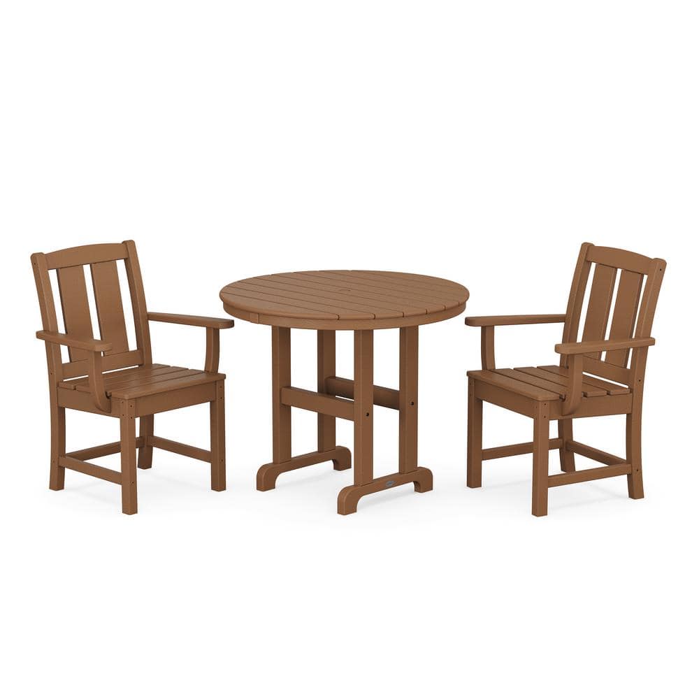 Mission 3-Piece Farmhouse Plastic Outdoor Bistro Set in Teak price history on PriceWatchPro