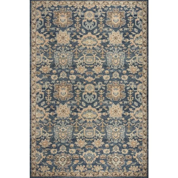 Camille Washable Navy 9 ft. x 12 ft. Indoor Area Rug