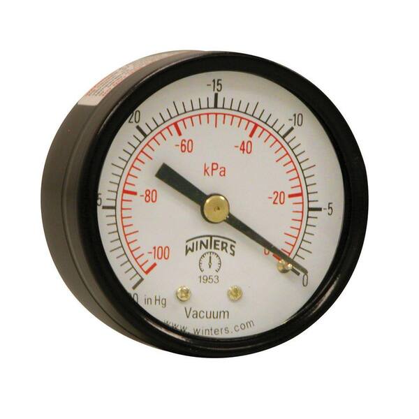 Winters Instruments PEM Series 2 in. Black Steel Case Brass Internals Pressure Gauge with 1/4 in. NPT CBM and Range of 30 in. Vac/kPa