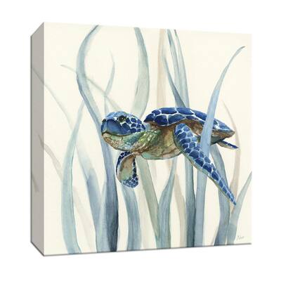 15 in. x 15 in. ''Turtle in Seagrass II'' Canvas Wall Art
