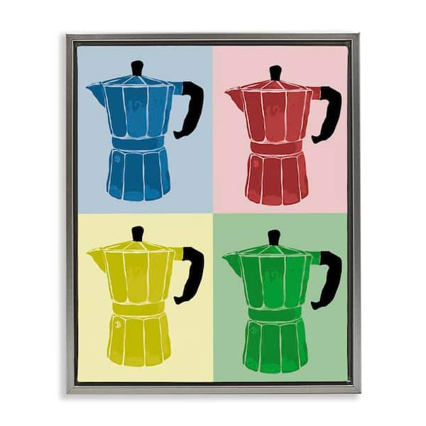 Stupell Industries Coffee Espresso Pop Style by Daniela Santiago Gray Floater Frame Food Graphic Art Print 31 in. x 25 in.