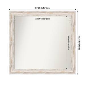 Alexandria Whitewash 37.25 in. x 35.25 in. Custom Non-Beveled Wood Framed Bathroom Vanity Wall Mirror