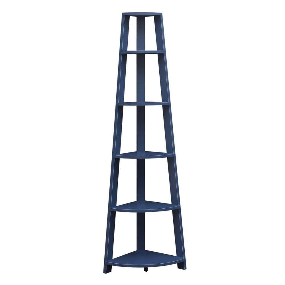 Cobalt Blue Newport Modern Corner Bookshelf, 6-Tier Design