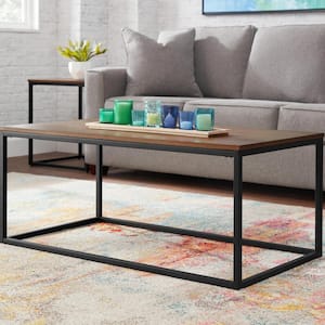 Donnelly Black Rectangular Coffee Table with Haze Wood Top