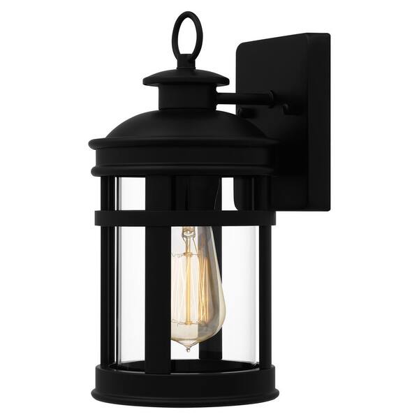 Quoizel Scout 1 Light Matte Black Outdoor Wall Lantern With Clear Glass Sco8406mbk The Home Depot