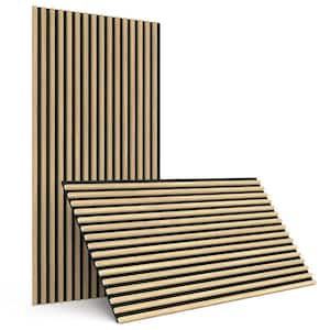 Light 4/5 in. x 2 ft. x 3.93 ft. Wood Slat Acoustic 3D Sound Absorbing Decorative Wall Paneling (2-Pack/15.8 sq. ft.)
