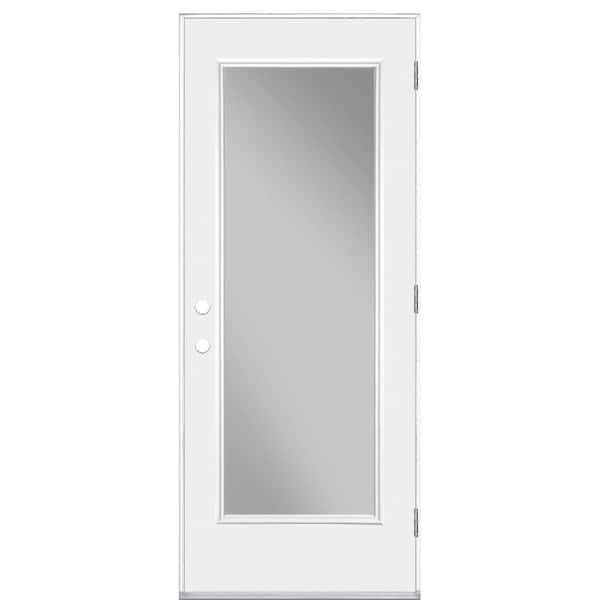 Masonite 32 in. x 80 in. Premium Full Lite Primed Left Hand Outswing Steel Prehung Front Exterior Door No Brickmold