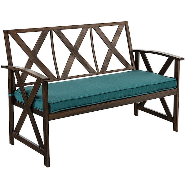 Metal garden store bench with cushion