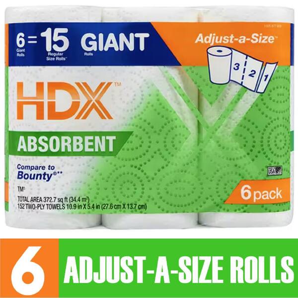 HDX HDX Select-A-Size White Paper Towel Roll, 152 sheets, 6 rolls