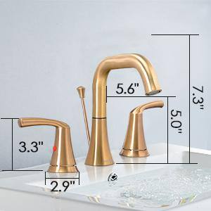 8 in. Widespread Double-Handle Bathroom Faucet with Pop-Up Drain in Brushed  Gold