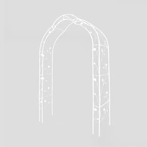 98.40 in. x 15.35 in. White Metal Garden Arch Climbing Plants Support Rose Arch Arbor Wedding Party Events Archway