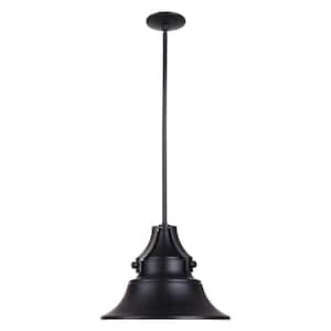Union 6.5 in. 1 Light Midnight Finish Dimmable Outdoor Pendant Light with Midnight Aluminum Shade, No Bulb Included