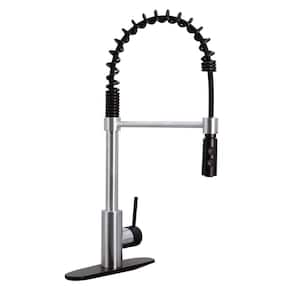Single-Handle Pull Down Sprayer Kitchen Faucet with Dual Function Spray Head in Stainless Steel/Bronze