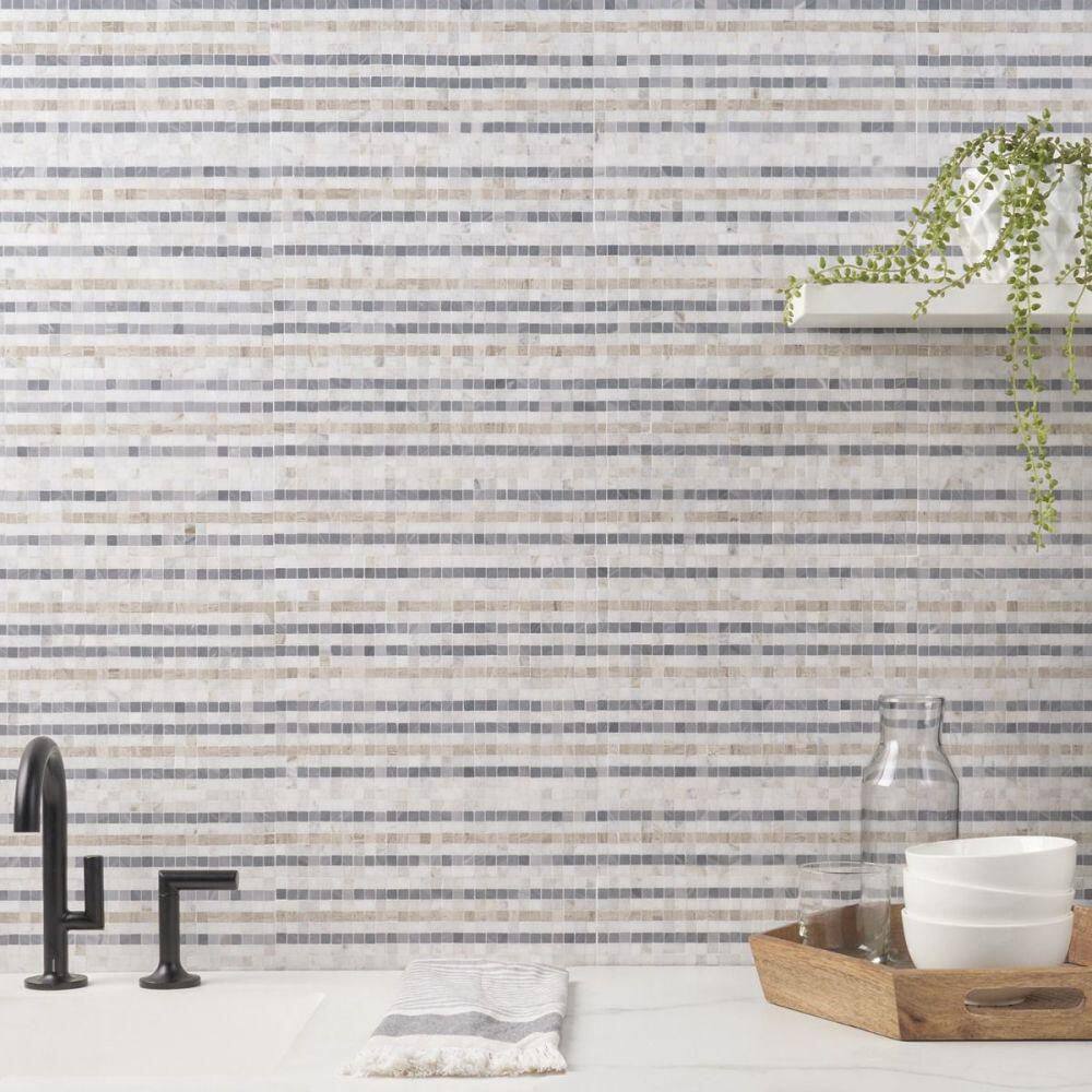 Cloud Gray 12" x 12" Marble Mosaic Wall & Floor Tile