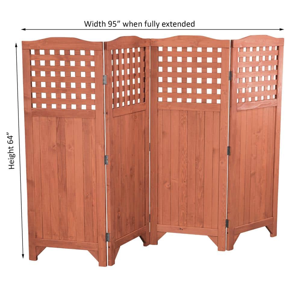 Rustic Brown Wood Folding Privacy Screen Divider