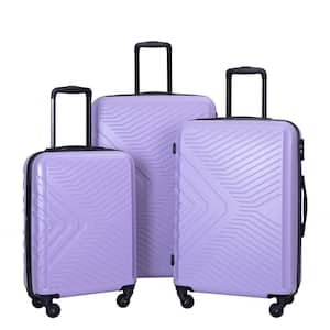 3-Piece Light Purple ABS Lightweight Suitcase Hardside Spinner Luggage Set with 2-Hooks (20/24/28 in.)