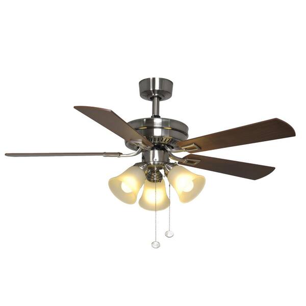 LED Brushed Nickel Ceiling Fan with Light Hampton Bay Hawkins 44 in 