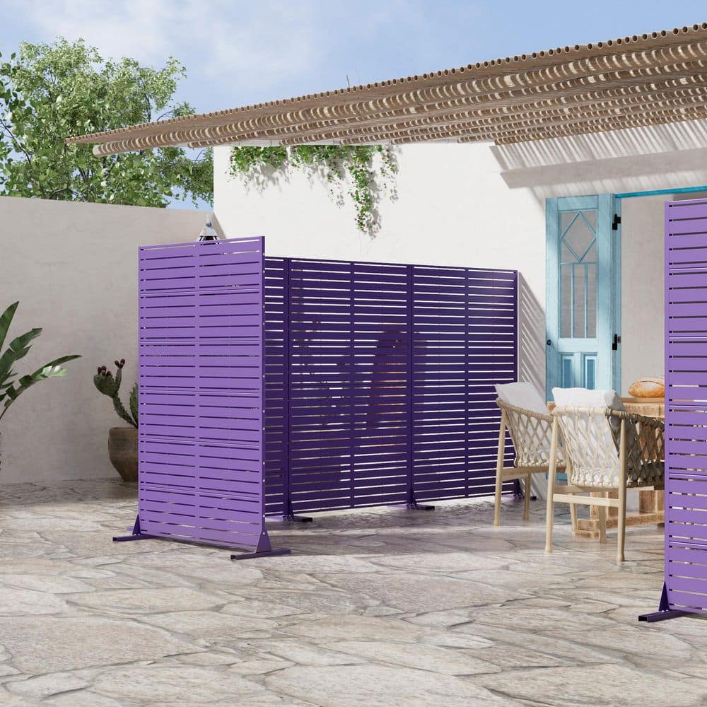 1-Piece 72 in. x 47 in. Rectangle Purple Metal Privacy Screen Outdoor Decorative Art Panel price history on PriceWatchPro