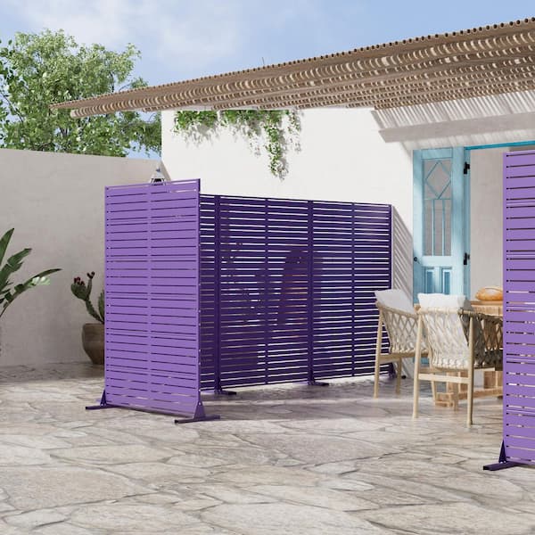 1-Piece 72 in. x 47 in. Rectangle Purple Metal Privacy Screen Outdoor Decorative Art Panel