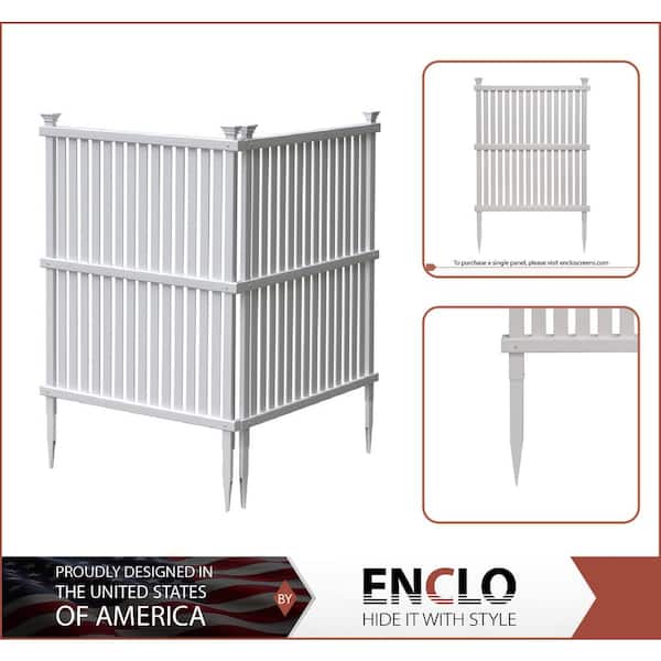 Enclo Privacy Screens 3.8 ft. H x 3 ft. W Wilmington White Vinyl Privacy Screen (2-Pack)