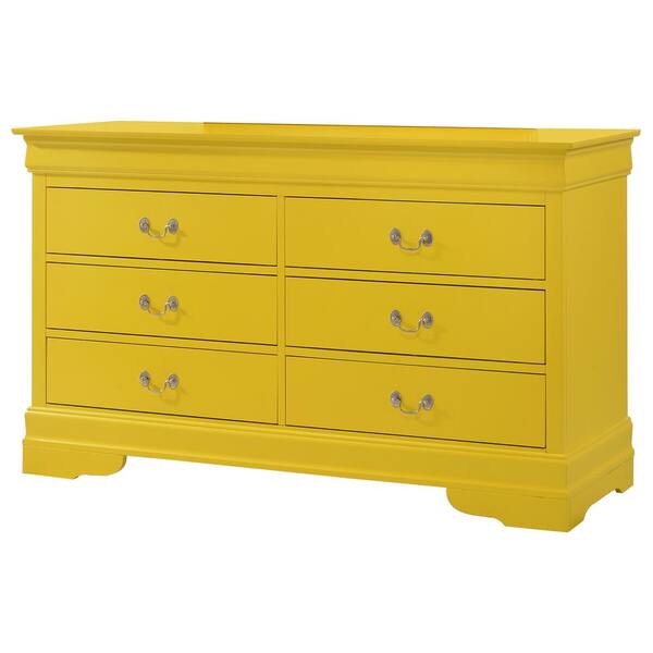 Louis Phillipe 6 Drawer Yellow Double, Louis Philippe 6 Drawer Dresser Black White Gold