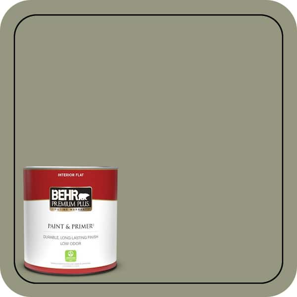 BEHR PREMIUM PLUS 1 qt. #S380-5 Milkweed Pod Flat Low Odor Interior Paint & Primer