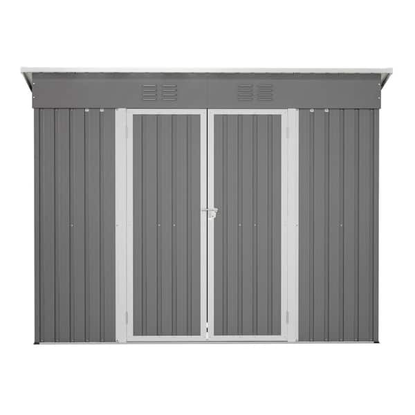 8 ft. W x 4 ft. D Outdoor Metal Tool Storage Shed, Gray (27.5 sq. ft. )