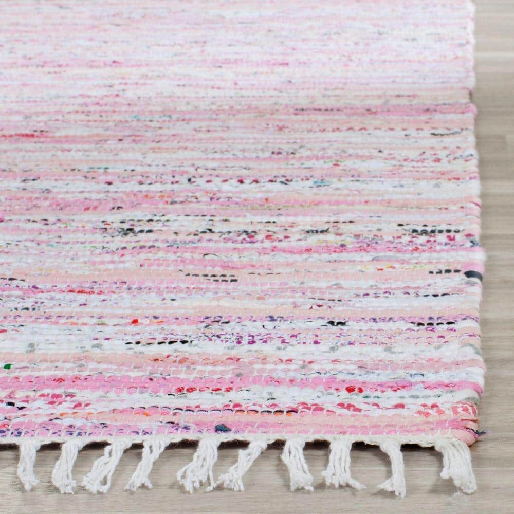 Hand-Woven Whimsical Light Blue Cotton Area Rug 8' x 10'