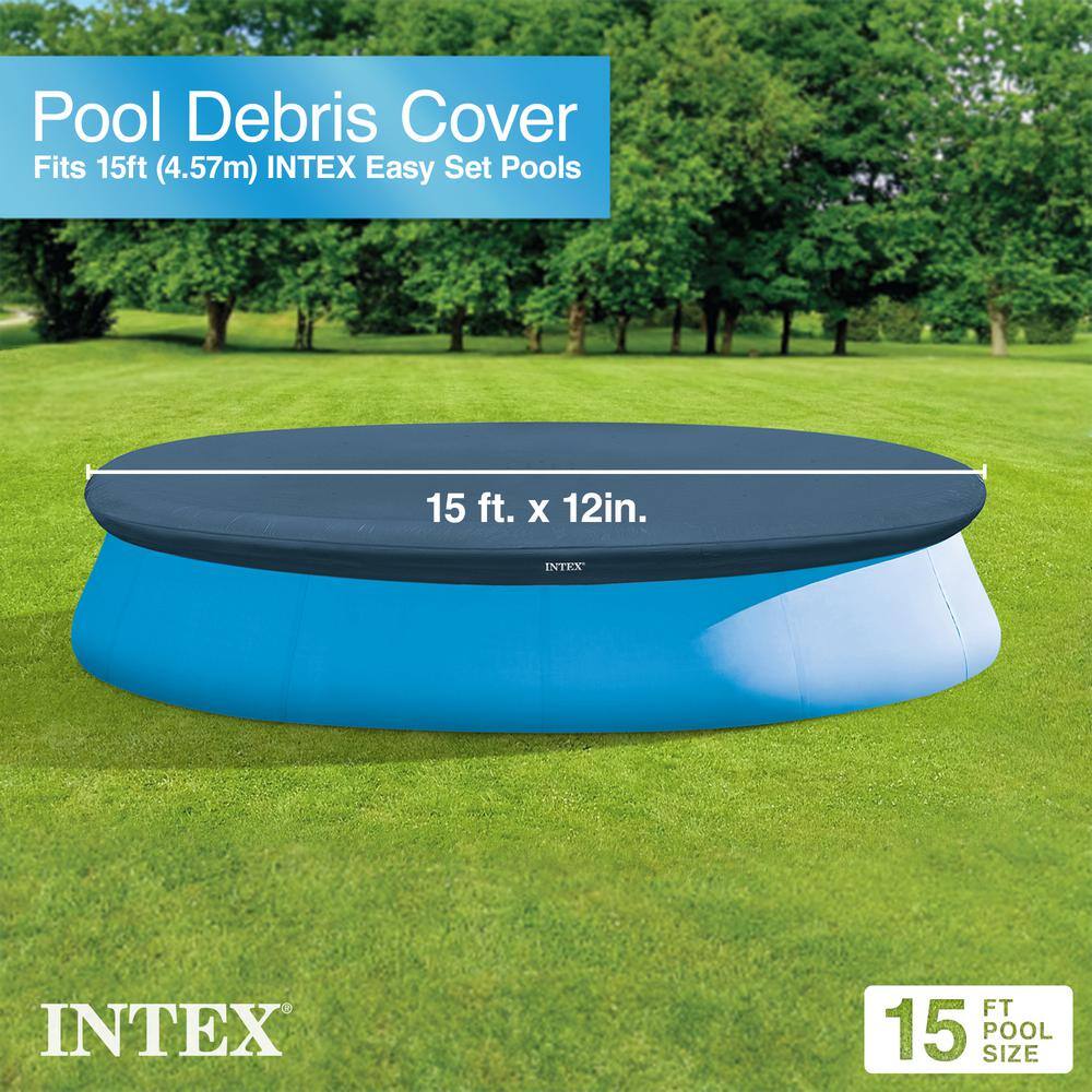 Intex 15' Blue Round Above Ground Pool with Filter Pump and Cover