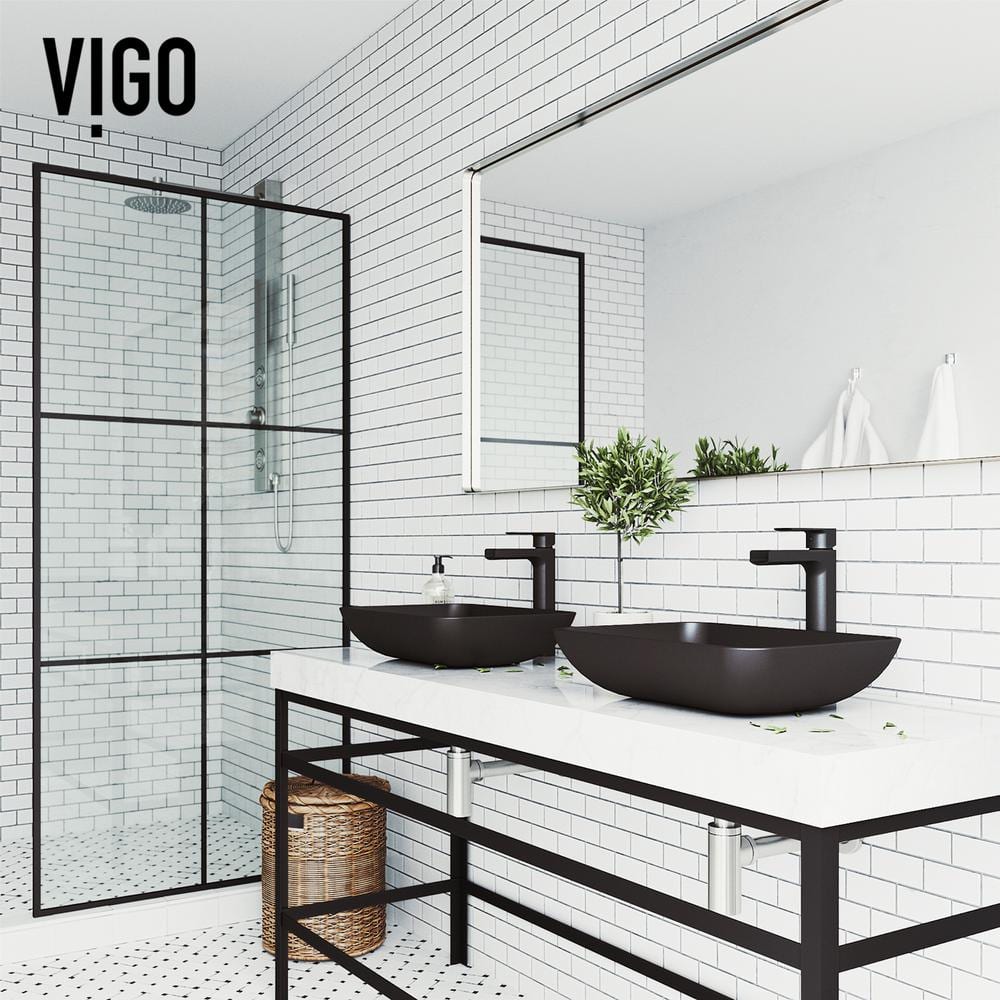 Matte Black Glass Rectangular Vessel Bathroom Sink