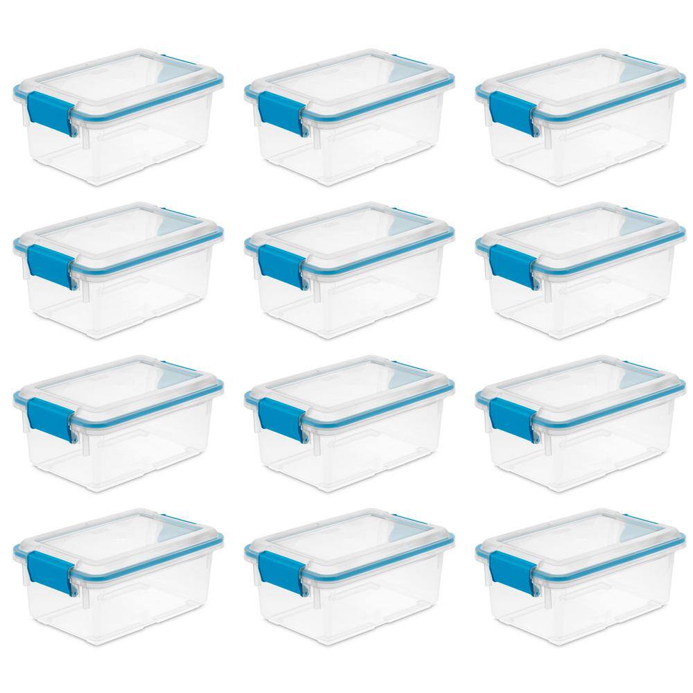Sterilite 7.5Qt. Clear Plastic Storage Box and Lid w/Blue Latches (12