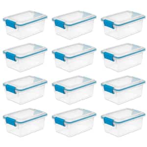 7.5-Qt. Clear Plastic Storage Box and Lid w/Blue Latches (12 Pack)