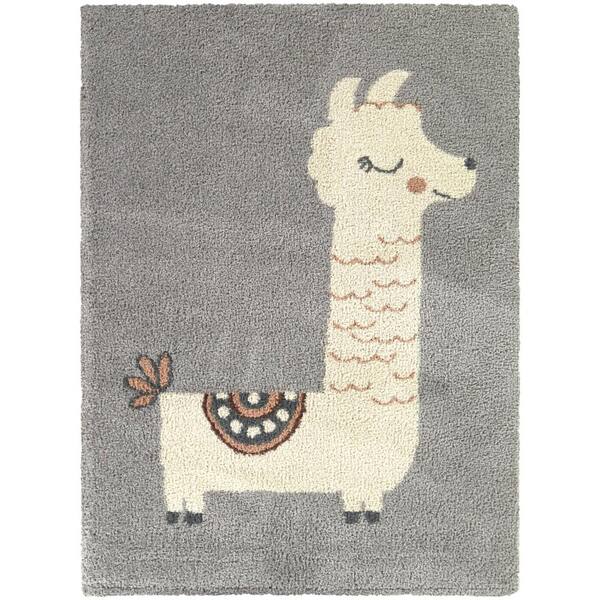 Unbranded Cid Grey 2 ft. x 3 ft. Llama Area Rug