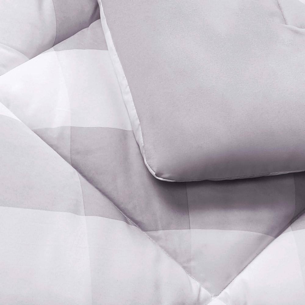 Gray and White Full Microfiber Reversible Comforter Set