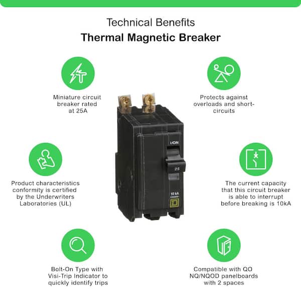 QO 25-Amp 2-Pole Bolt-On Circuit Breaker (QOB225CP)