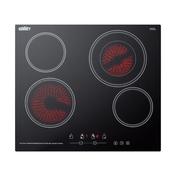 24 in. Radiant Electric Cooktop in Black with 4 Elements including Dual Zone Element