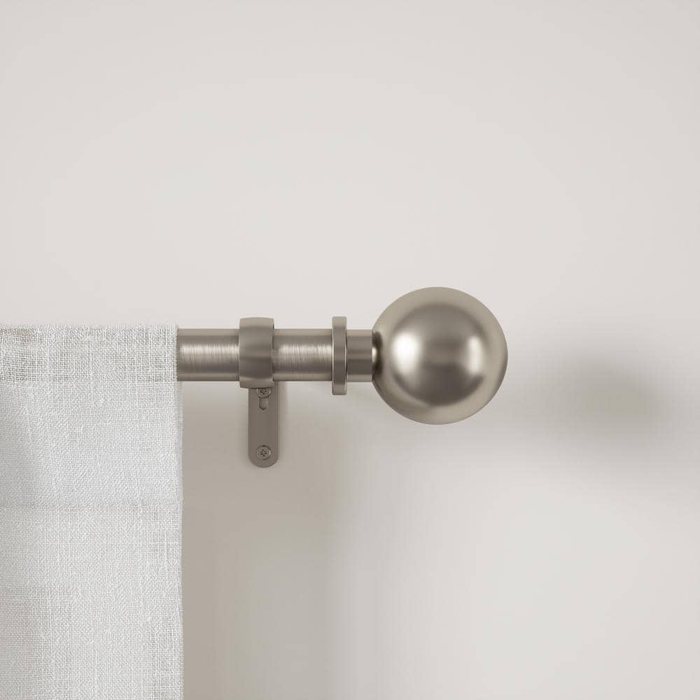 Silver Nickel Adjustable Curtain Rod with Ball Finials