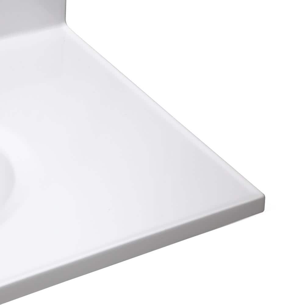 Solid White Cultured Marble Vanity Top with Backsplash, 31-inch