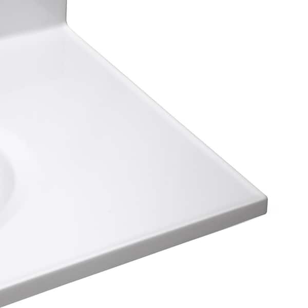 31 in. W x 19 in. D Cultured Marble Vanity Top in Solid White with Solid White Basin with 4 in. Faucet Spread 31 in. W x 19 in. D Cultured Marble Vanity Top in Solid White with Solid White Basin with 4 in. Faucet Spread