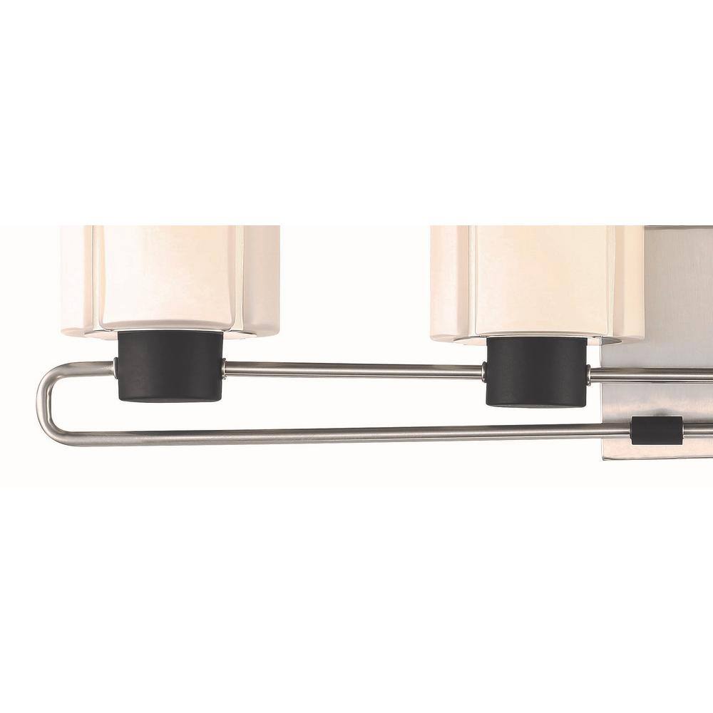 Coal and Brushed Nickel Cylinder Vanity Light with Etched Opal Shade