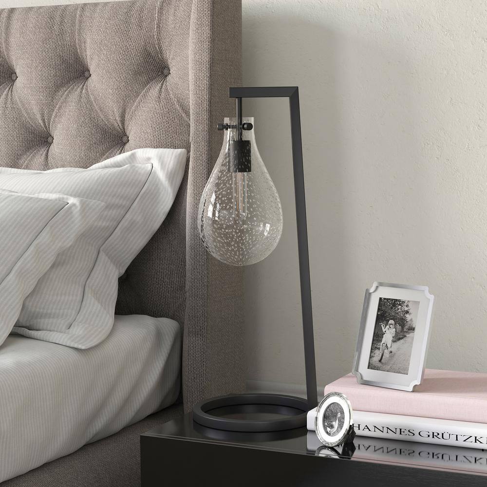 Weston 25" Blackened Bronze Seeded Glass Teardrop Table Lamp