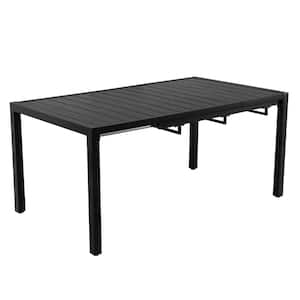 Expandable 78.8 in. Outdoor Dining Table Metal Patio Table for 4-Persons to 8-Persons Adjustbale Black Bistra Tables
