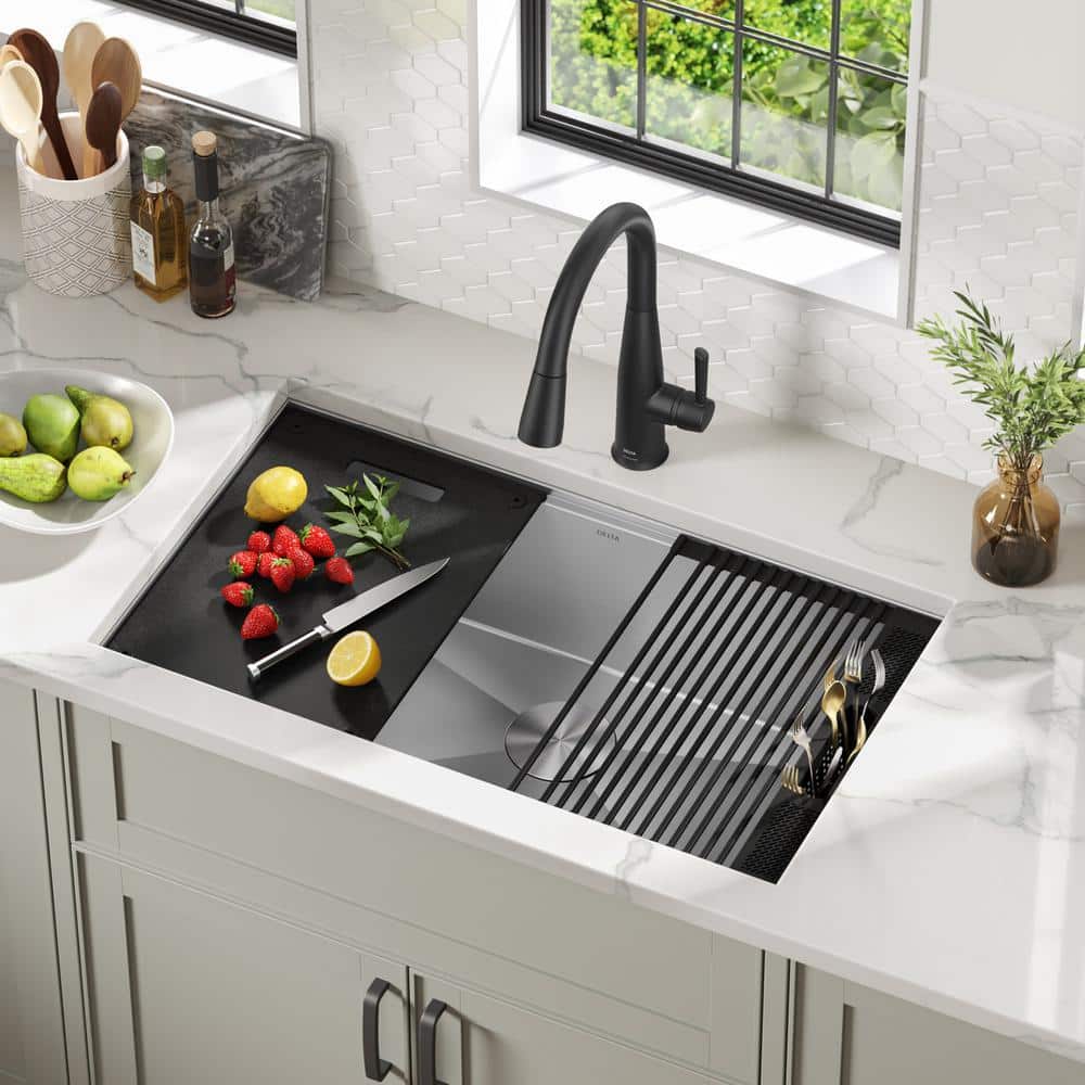 Delta 32-Inch Stainless Steel Workstation Undermount Kitchen Sink
