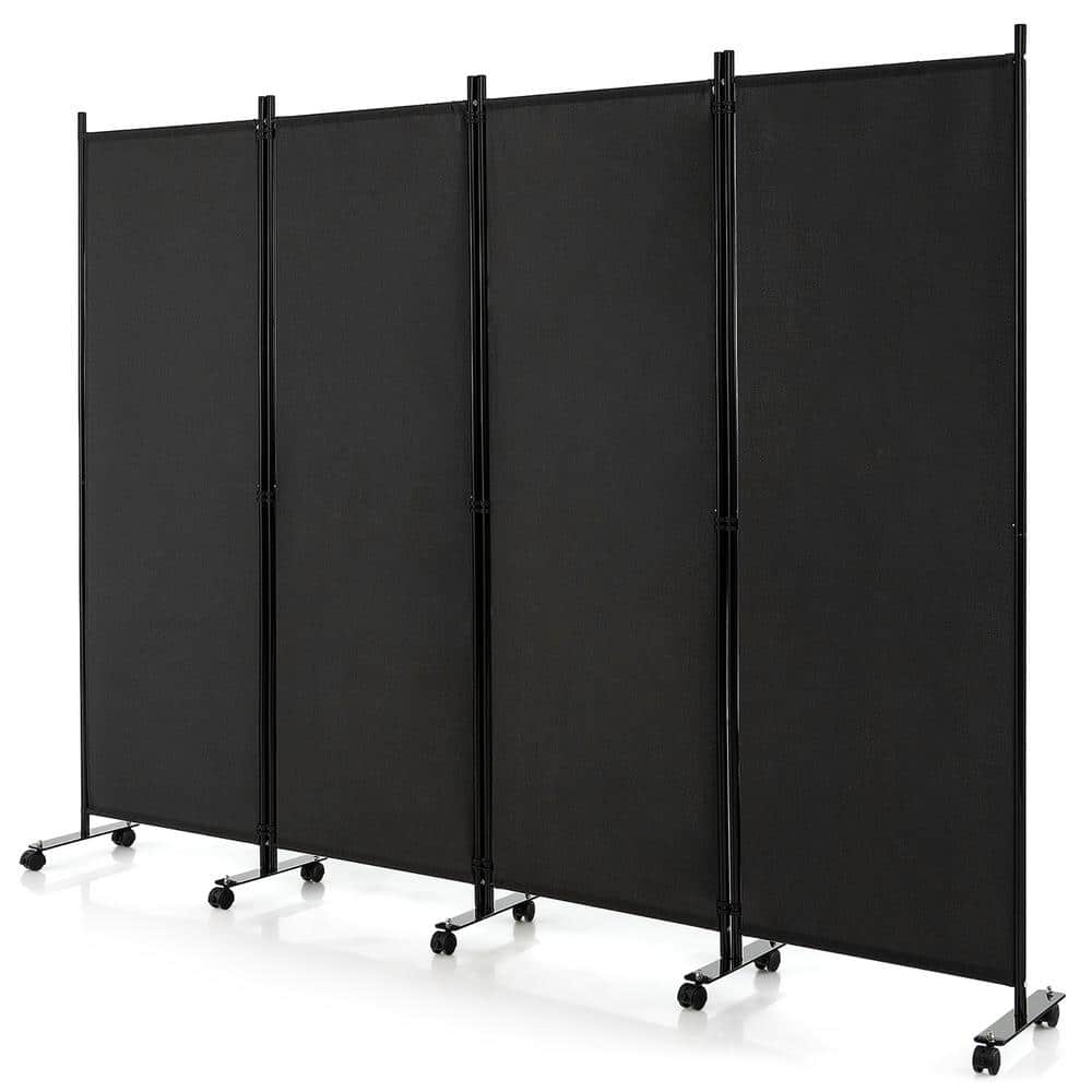 Costway 4Panel Folding Room Divider 6 ft. Rolling Privacy Screen with