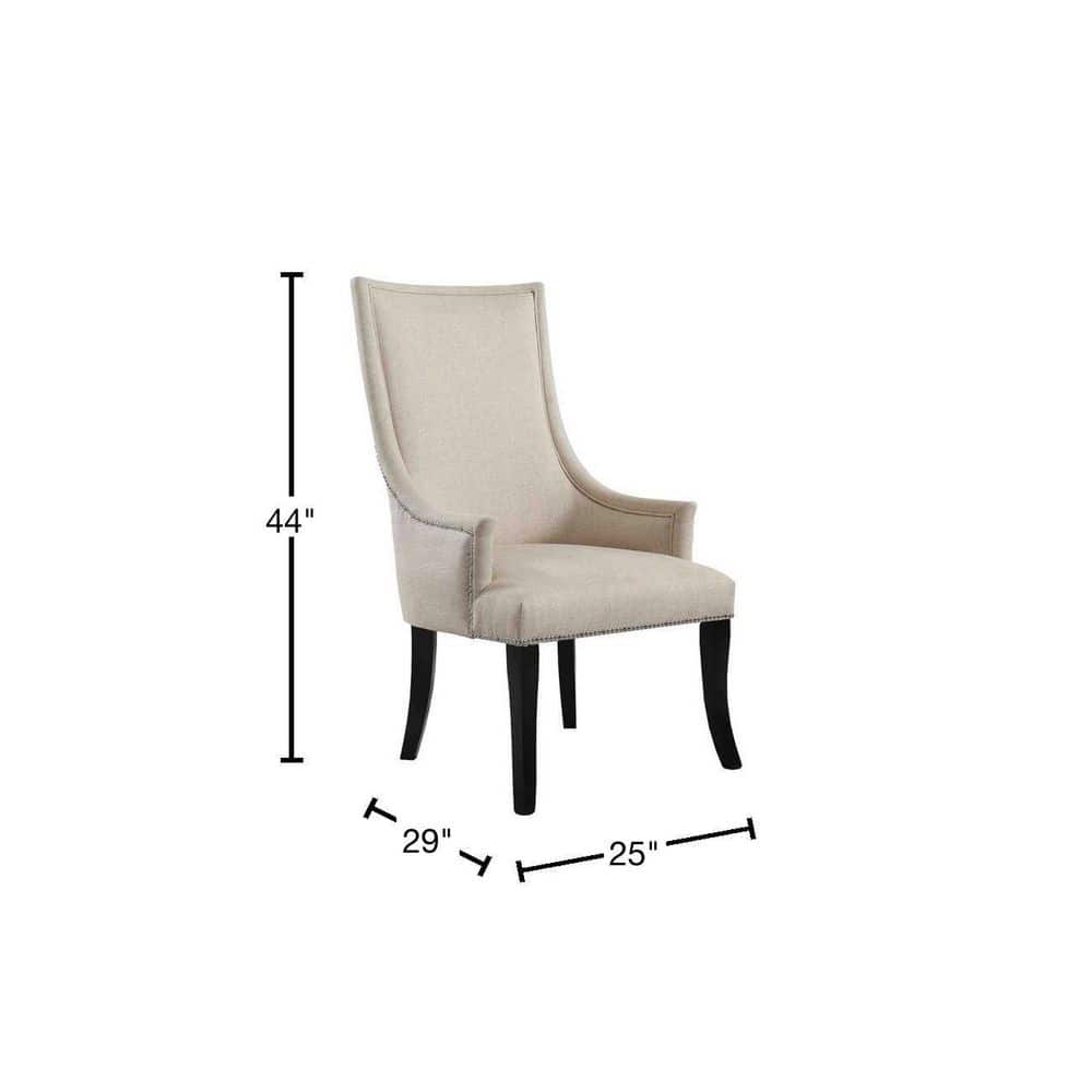 Natural Fabric Upholstered Accent Chair with Black Legs