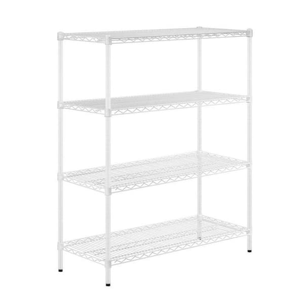 Honey-Can-Do White 4-Tier Metal Wire Shelving Unit (18 in. W x 48 in. H x 42 in. D)