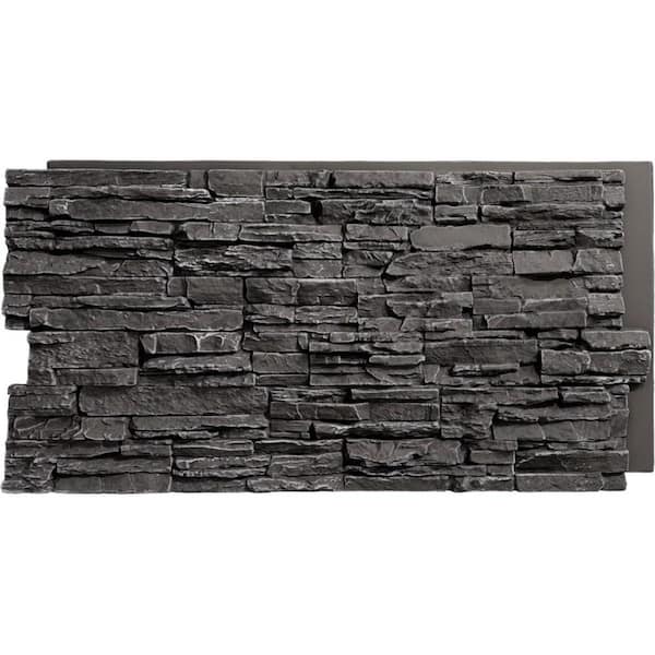 EverStone Canyon Ridge Faux Stone Panel, 45 3/4"W x 24 1/2"H x 1 1/4"D, Graphite Color